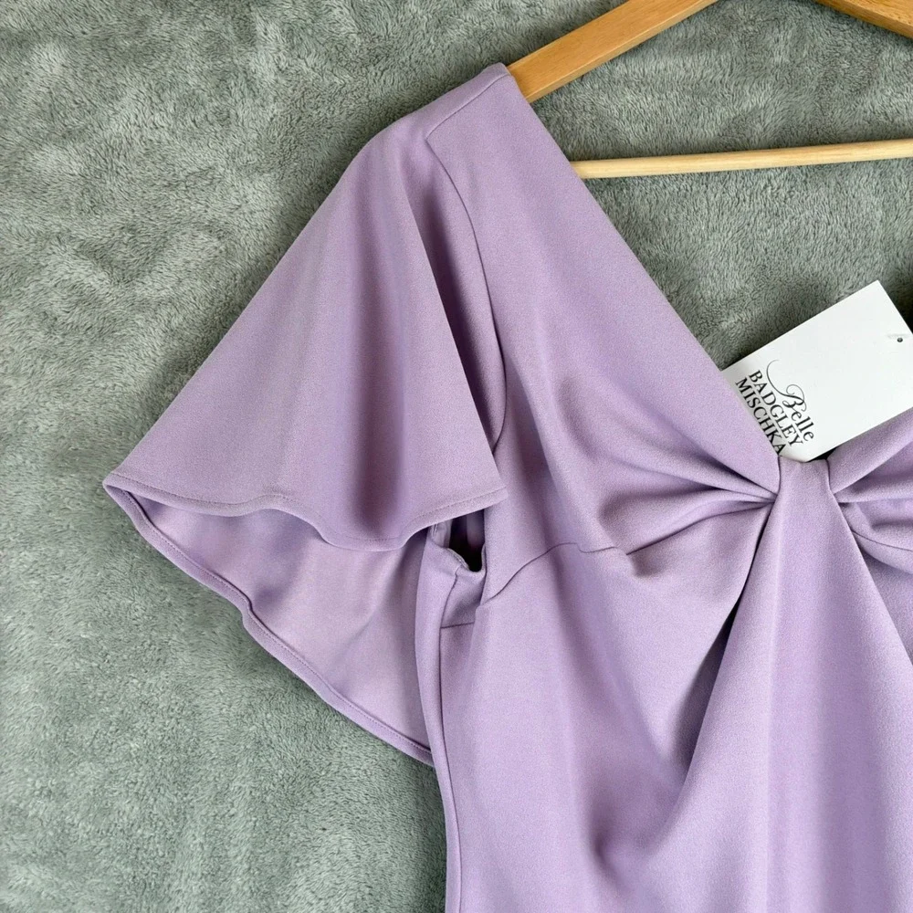 NWT Belle Badgley Mischka Dress Sheath Lilac Lavender Kentucky Derby Women 12 - Picture 3 of 12